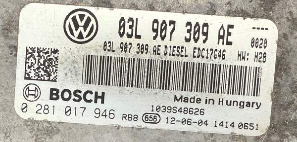 Volkswagen Passat CC 2.0 TDI Engine CFGB Bosch EDC17C46 03L907309AE 0281017946, SW 1037522948 Software upgrade 03L906018NT 9980