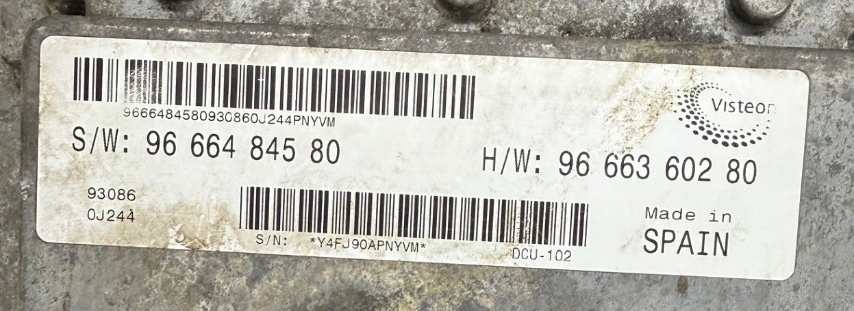 Original Files Fiat Ducato 2,2 HDI  , Visteon DCU102 HW 9666360280  SW  9666484580