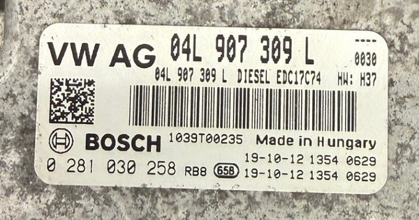 Audi A5 F5 2.0 TDI , DETA 140 KW , 190 PS HP , Bosch EDC17C74  04L907309L  ,  0281030248 ,  SW 10SW046085   , Software upgrade 04L906027BB  7155
