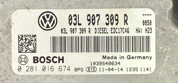 ملفات أصلية لـ VW Tiguan 2.0 TDI CFFB 103 كيلوواط 140 حصان، بوش EDC17C46، 03L907309R 0281016674، تحديث البرنامج 03L906018FA 9979