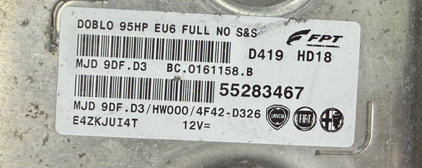 ملفات أصلية، فيات دوبلو، تيبو 1.3 16V، 95 حصان، ماجنيتي ماريلي MJD 9DF.D3 HW000، 55283467، HW MJ9DFHW000، برمجيات 4F42D326